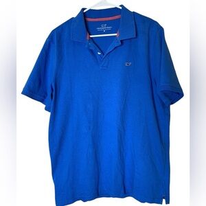 Vineyard Vines Whale Blue Polo Shirt Size M Preppy Sporty Stretch Work Casual